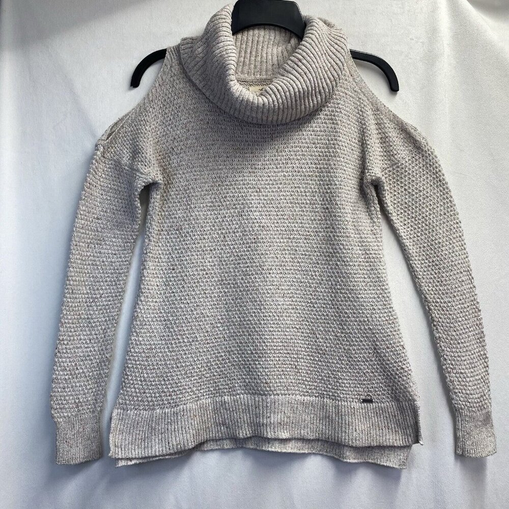 Hollister Cowl-Neck Cold Shoulder Long Sleeve Knit Sweater Women XS Ivory Used